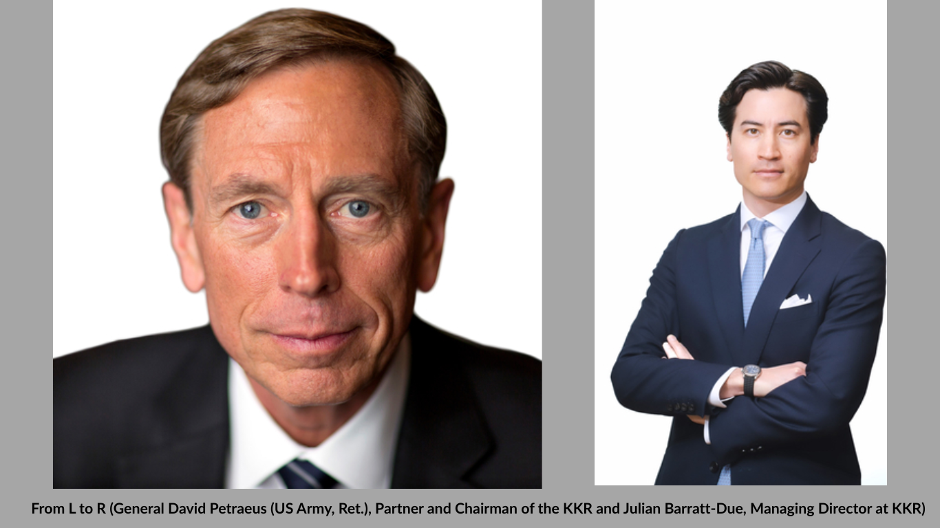 General David Petraeus (US Army, Ret General David Petraeus (US Army, Ret.), Partner and Chairman of the KKR Global and Chairman of KKR Middle East and Julian Barratt-Due, Managing Director at KKR (Photo Courtesy: Business Wire)