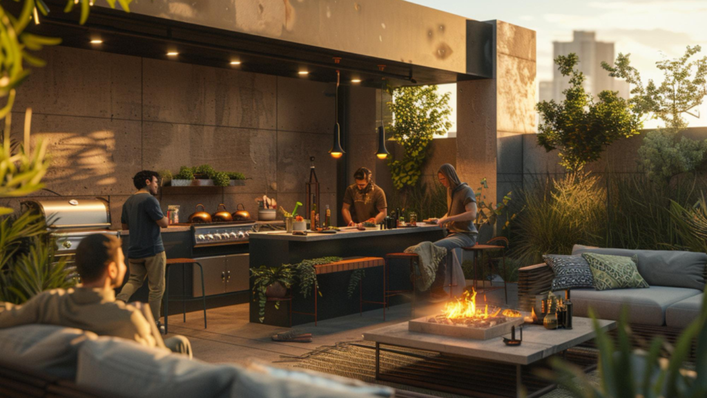 Designing the Ultimate Outdoor Entertaining Space. https://www.freepik.com/premium-ai-image/group-friends-enjoying-rooftop-barbecue-oct_194125930.htm#fromView=search&page=1&position=1&uuid=c7130819-cfe6-4332-9214-119016602635&query=Designing+the+Ultimate+Outdoor+Entertaining+Space