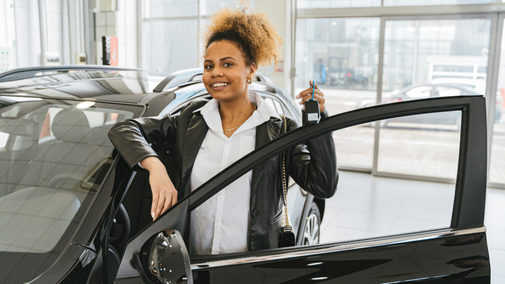 Important Financial Steps to Take Before Buying a Car. Photo by Antoni Shkraba Studio: https://www.pexels.com/photo/woman-in-black-blazer-standing-beside-black-car-7144185/