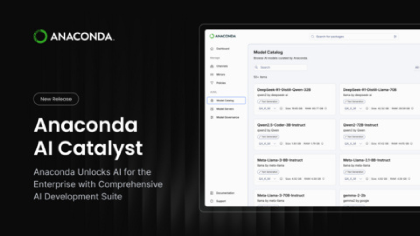 Anaconda launches AI Catalyst, powered by AWS, with models to speed development. (Image Courtesy: Businesswire)