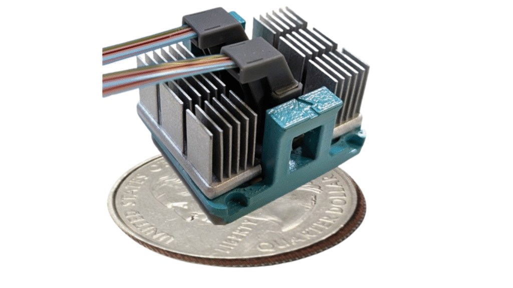 PicoJool emerged from stealth and announced the development of a fundamentally new class of pixel-level photonics that make optical connectivity as inexpensive, compact, and manufacturable as copper. Shown here, the PicoJool Terapod is a VCSEL-based parallel optical link compatible with CPO, NPO, and front panel pluggable form factors. It can be configured for 16, 32, or 64 lanes from 1.6T to 6.4T of data bandwidth (Image Courtesy: Business Wire)