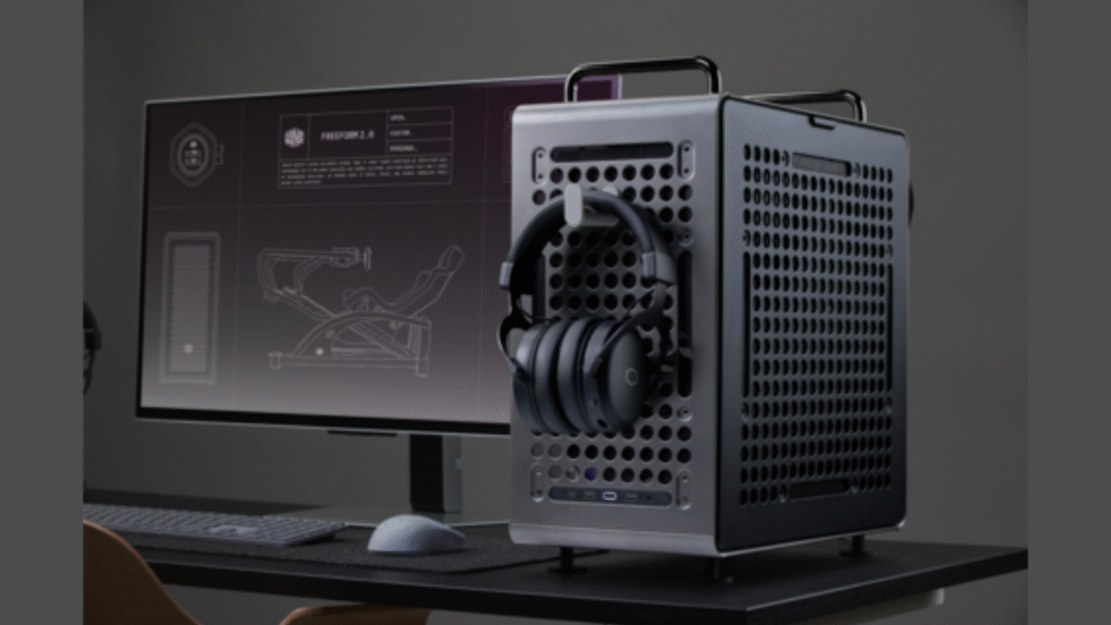 The QUBE 540 (Stardust Iron) with 3D-printed additions holding headphones and keyboard (Image Courtesy: Buinsiness Wire)