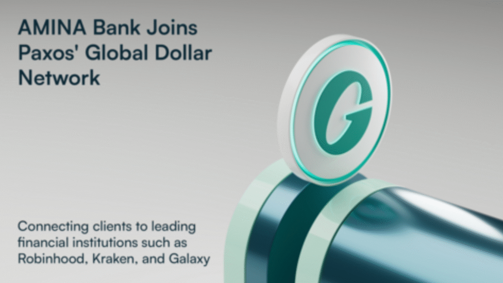 AMINA Bank Joins Paxos' Global Dollar Network (Image Courtesy: Business Wire)