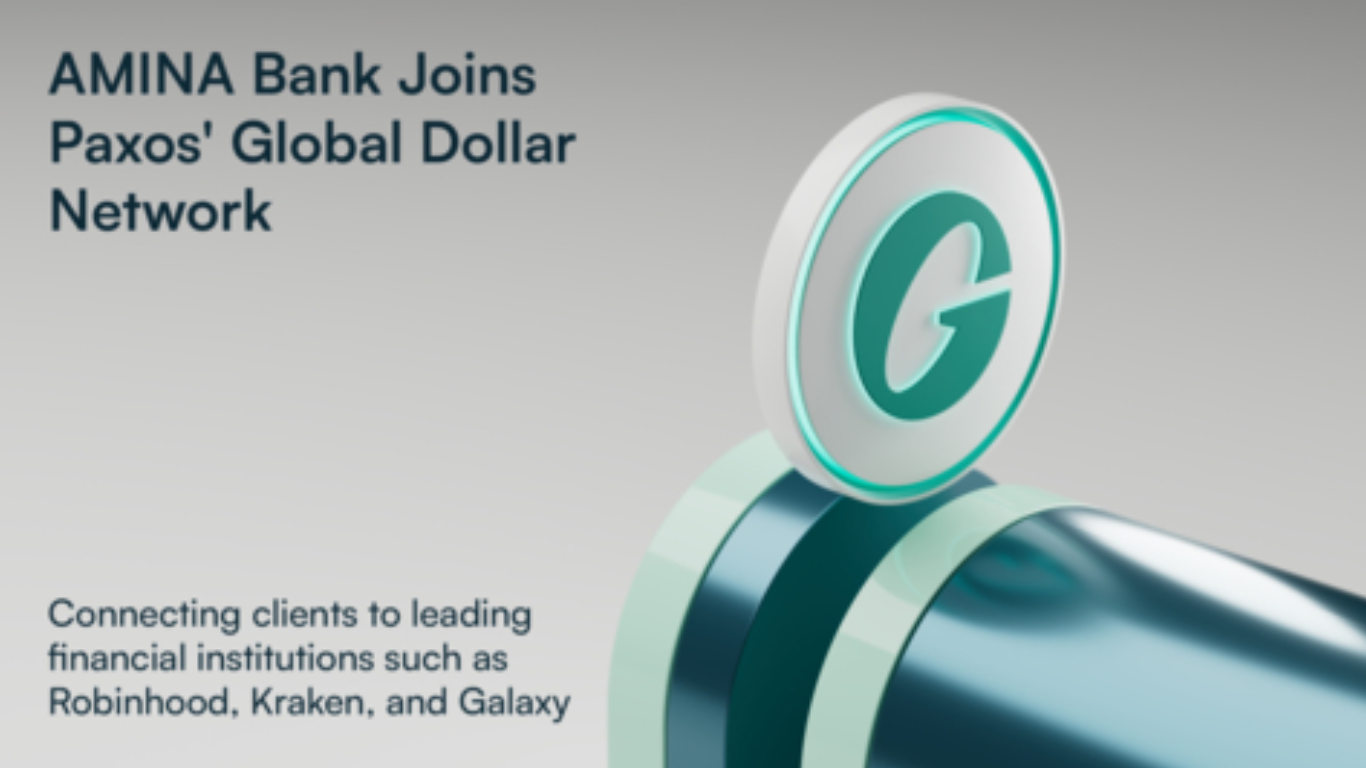 AMINA Bank Joins Paxos' Global Dollar Network (Image Courtesy: Business Wire)