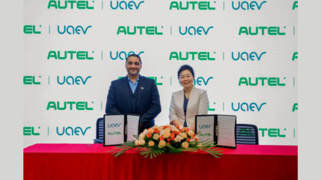 Autel Vice President Melody and UAEV CEO Ali Al Darwish hold the signed Memorandum of Understanding, formalizing the collaboration to advance the UAE’s national EV charging infrastructure (Image Courtesy: Business Wire)