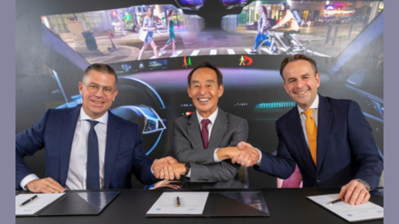 Mathias Miedreich, CEO of ZF Group; Young Sohn, Chairman of the Board of Directors, HARMAN and Senior Advisor, Samsung Electronics; and Christian Sobottka, Chief Executive Officer and President, Automotive Division, HARMAN, sign a definitive agreement for HARMAN to acquire ZF’s ADAS business – strengthening HARMAN’s leadership in software-defined vehicles and advancing a unified safety-to-experience platform for automakers worldwide (Image Courtesy: Business Wire)