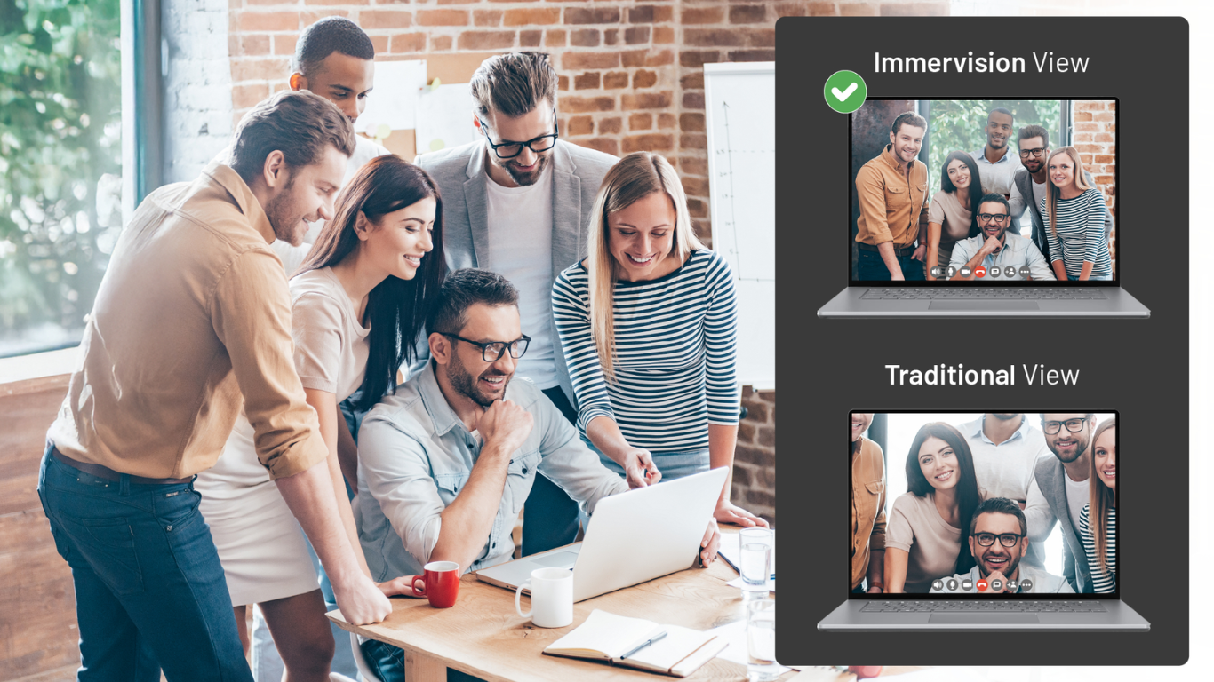 Compared to traditional laptop cameras, Immervision’s wide-angle vision technology captures more of the scene while preserving natural facial proportions for every participant on Lenovo new ThinkPad X1 and X9 (Image Courtesy: Business Wire)