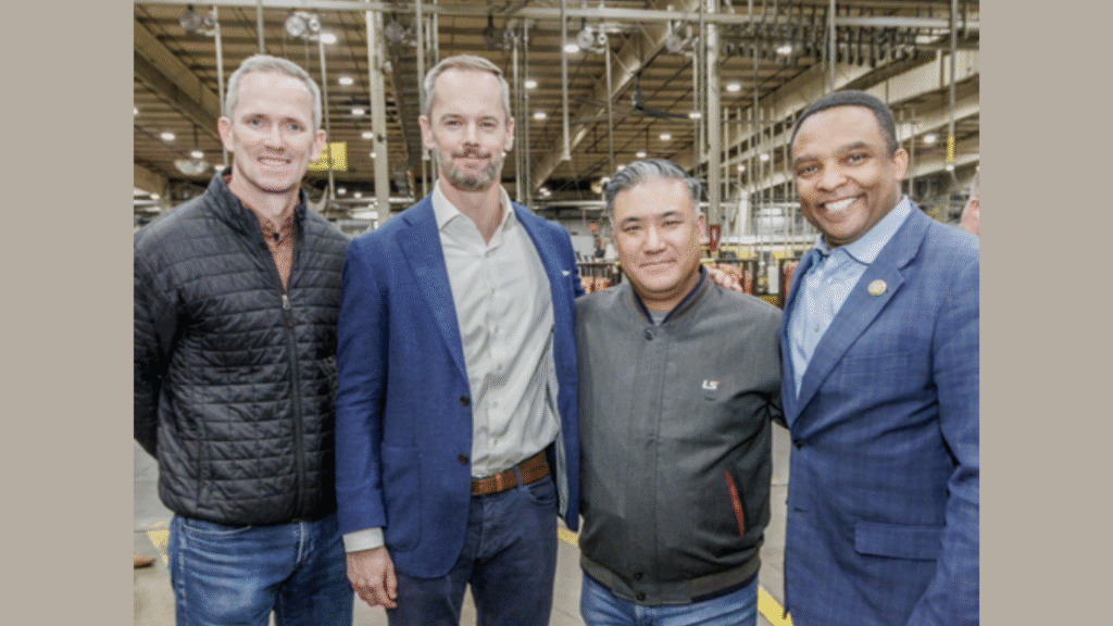 Roger Murry (Akin Gump), Sec. Lee Lilley (North Carolina Department of Commerce), Patrick Y. Shim (LS Cable & System), and Rep. Don Davis (U.S. House of Representatives) (Image Courtesy: Business Wire)