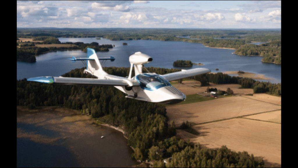 Atol Aurora, the Finnish-made amphibious aircraft, in the air. (Image credit: Business Wire)