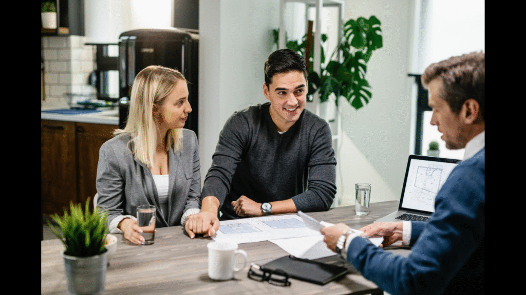 LLC Mortgage Investment property (Image credit: Happy couple holding hands while talking about housing plans with real estate Freepik)