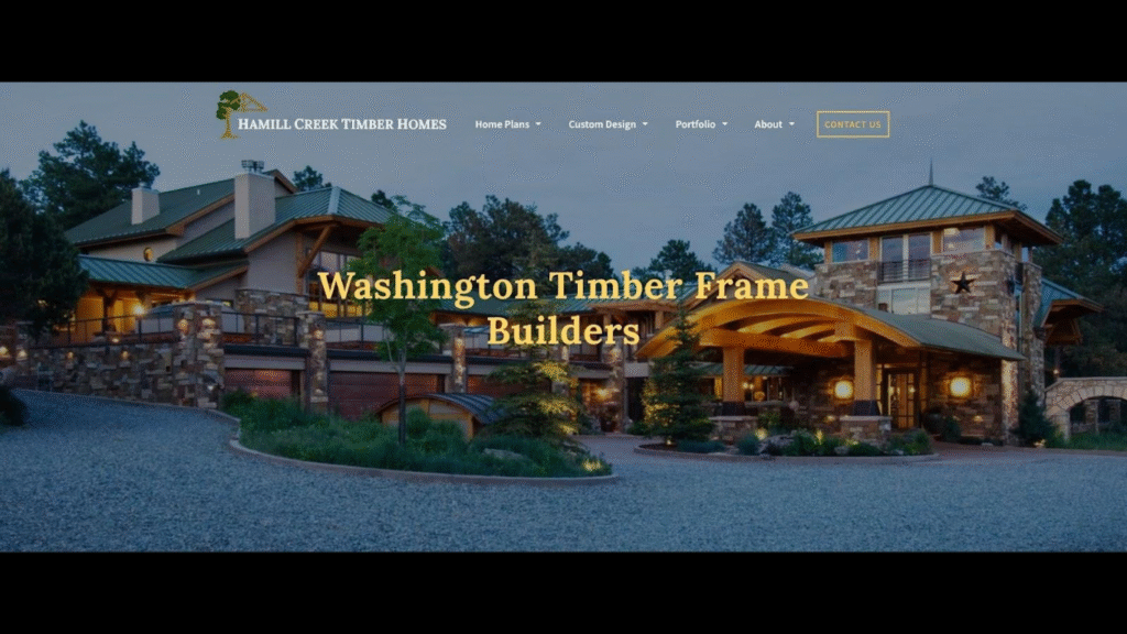 Hamill Creek Washington timber frame builders page screenshot