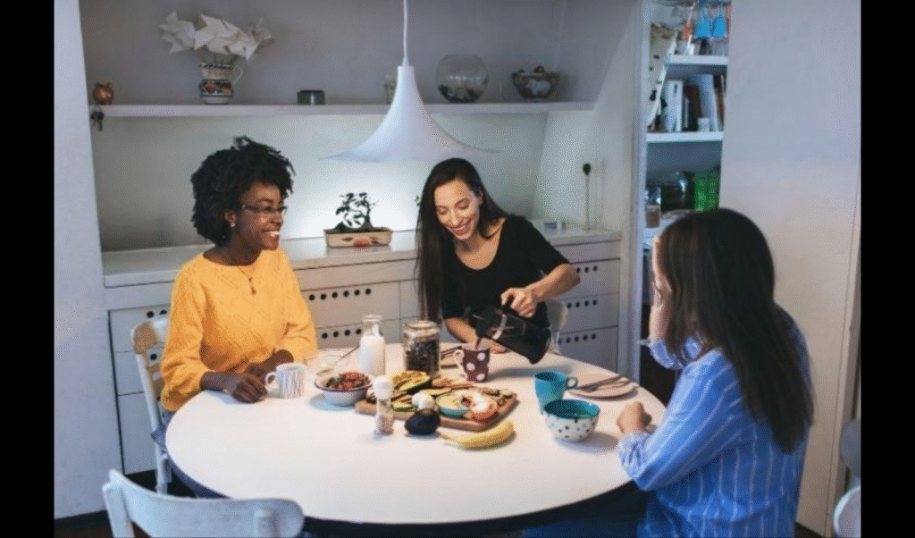Roommates in Shared Living Apartment Having Breakfast. (Image credit: Magnific)
