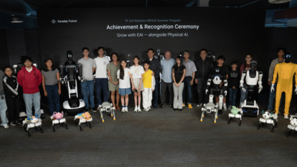 Faraday Future shares an update on its EAI robotics summer camp program, including graduation details which was jointly organized by FF, public school districts, and educational institutions, that represents not only a successful educational effort, but also an important milestone in the scalable expansion of the FF EAI Education Ecosystem. (Image Credit: Business Wire)