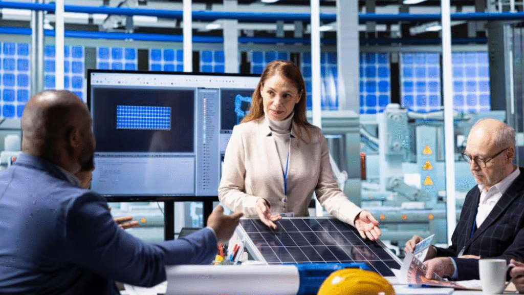 SK and KKR Unveil Korea's Renewable Energy Platform. https://www.magnific.com/free-photo/businesswoman-showing-photovoltaics-plant-assets-shareholders-pitch_417798272.htm#from_element=cross_selling__photo