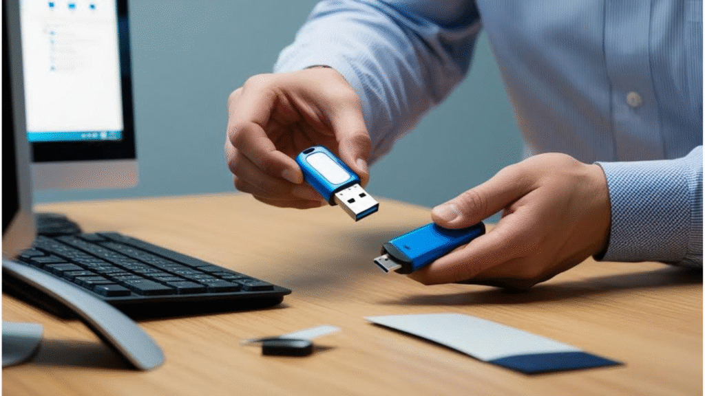 SanDisk Begins Sampling BiCS10 1Tb TLC 3D NAND Flash. https://www.magnific.com/premium-ai-image/technician-installing-software-desktop-via-usb-drive-with-focus-installation-process_323843718.htm#fromView=search&page=1&position=9&uuid=95054f75-9a1a-4019-ae18-e0c89d9c0506&query=Flash+Memory+Pushing+Density%2C+Power+Efficiency+and+Performance+to+Support+Data-Intensive+Workloads