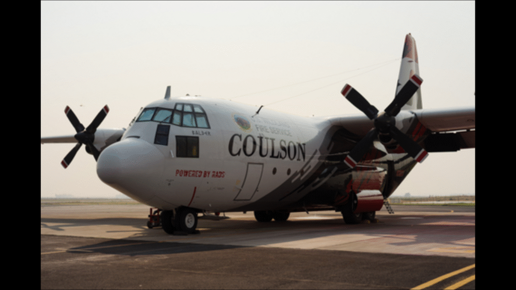 The Coulson Aviation C-130H is the first Large Airtanker placed under contract by the newly established U.S. Wildland Fire Service. Tanker 138 is equipped with the Coulson proprietary RADS-XXL retardant delivery system, carrying 4,000 U.S. gallons. (Image Credit: Business Wire)