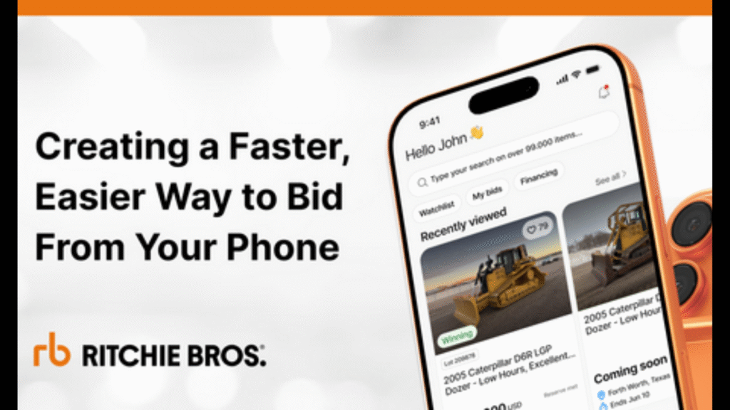 Ritchie Bros. Mobile App Launch: The new Ritchie Bros. mobile app offers buyers a faster, easier way to search inventory, track watchlists, and place bids directly from their mobile devices. (Image Credit: Business Wire)