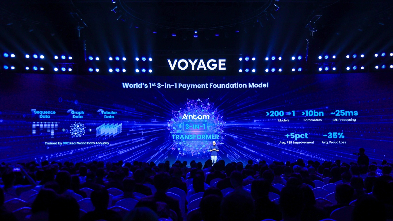 Peng Yang, CEO of Ant International, introduced the company’s payment foundation model at Ant International's 2026 global merchant event. (Image Credit: Business Wire)