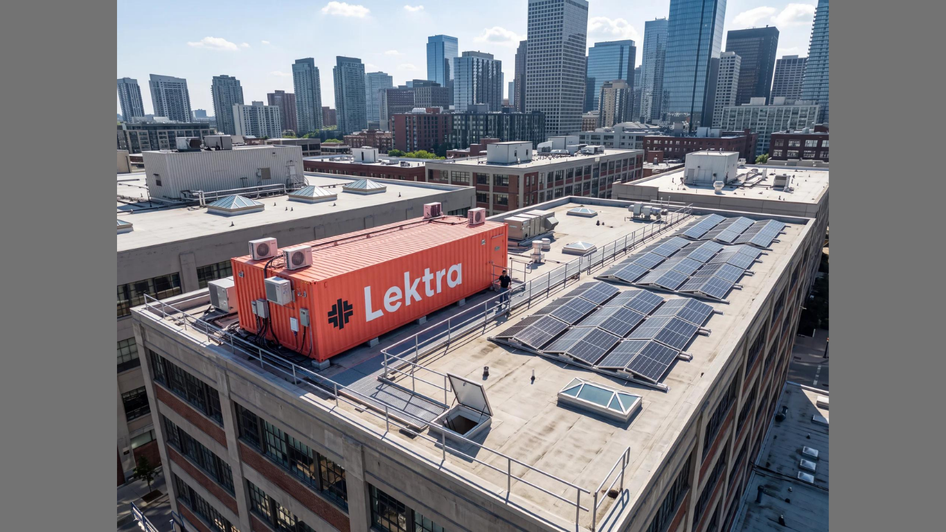 Penguin Solutions is collaborating with Lektra to deploy and optimize distributed AI data centers powered by its Full-Stack AI Factory Platform. Shown here on a metropolitan rooftop, a Lektra EdgeScale micro data center leverages local carbon-free energy to help overcome centralized grid constraints. (Image Credit: Business Wire)