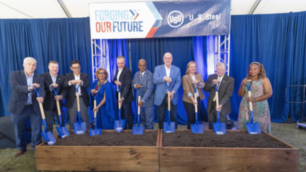 Ketih Watson (Vice President - Advanced Manufacturing Technology & Capital Projects, U. S. Steel), Scott Dorn (Senior Vice President – U. S. Tubular Solutions), Masashi Imoto (Executive Vice President & Chief Strategy Officer, U. S. Steel), LaShunda Scales (Jefferson County (AL) Commissioner, District 1), Kevin Lewis (Executive Vice President, Chief Financial Officer, and Head of Tubular Solutions, U. S. Steel), Herman Carnes, Jr. (Mayor – Fairfield, AL), David Burritt (President & Chief Executive Officer, U. S. Steel), Angela Smith (Senior Project Manager – Metals/Advanced Materials & Data Centers, Alabama Department of Commerce), Jimmie Stephens (Jefferson County Commission President), Phylis Oden-Jones (Fairfield City Council President). (Image Credit: Business Wire)