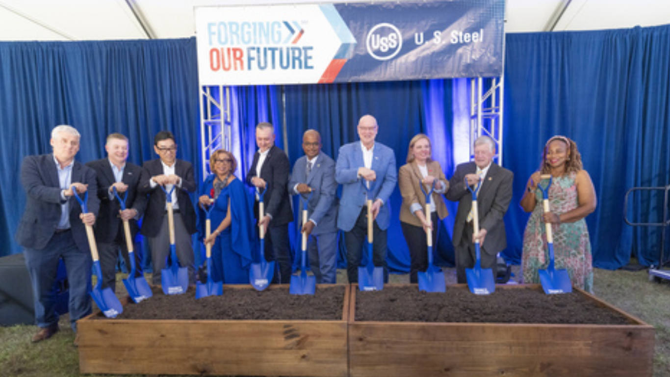 Ketih Watson (Vice President - Advanced Manufacturing Technology & Capital Projects, U. S. Steel), Scott Dorn (Senior Vice President – U. S. Tubular Solutions), Masashi Imoto (Executive Vice President & Chief Strategy Officer, U. S. Steel), LaShunda Scales (Jefferson County (AL) Commissioner, District 1), Kevin Lewis (Executive Vice President, Chief Financial Officer, and Head of Tubular Solutions, U. S. Steel), Herman Carnes, Jr. (Mayor – Fairfield, AL), David Burritt (President & Chief Executive Officer, U. S. Steel), Angela Smith (Senior Project Manager – Metals/Advanced Materials & Data Centers, Alabama Department of Commerce), Jimmie Stephens (Jefferson County Commission President), Phylis Oden-Jones (Fairfield City Council President). (Image Credit: Business Wire)