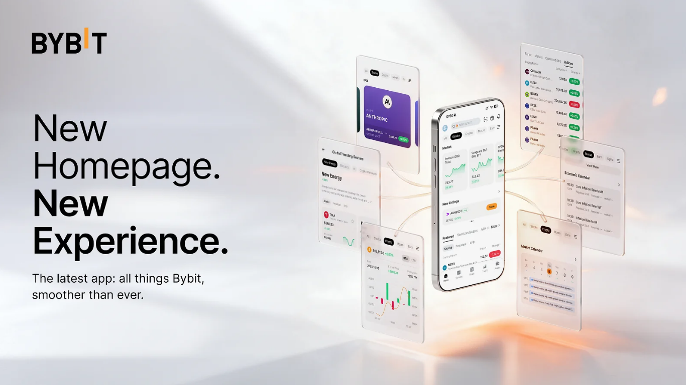 Bybit upgrades its app to unify crypto, stocks, macro assets, Earn, and Alpha under one platform. (Image Courtesy: PRNewswire)